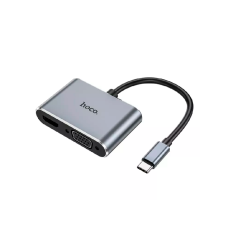 Купить USB-концентратор HOCO HB30 4 Гнезда PD, USB3.0, Type-C. HDTV. VGA, серый