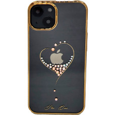 Купить Пластиковая накладка Kingxbar Swarovski для iPhone 13 золотой кант