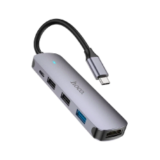 Купить USB-концентратор HOCO HB27 5 Гнезд PD, USB3.0, 2USB2.0, HDMI, 4К серый